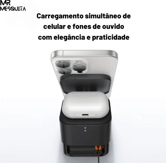 MrMesquita_ShopCarregador Magnetico Sem Fios para iPhone 15/14 Pro e AirPodsMrMesquita_Shop