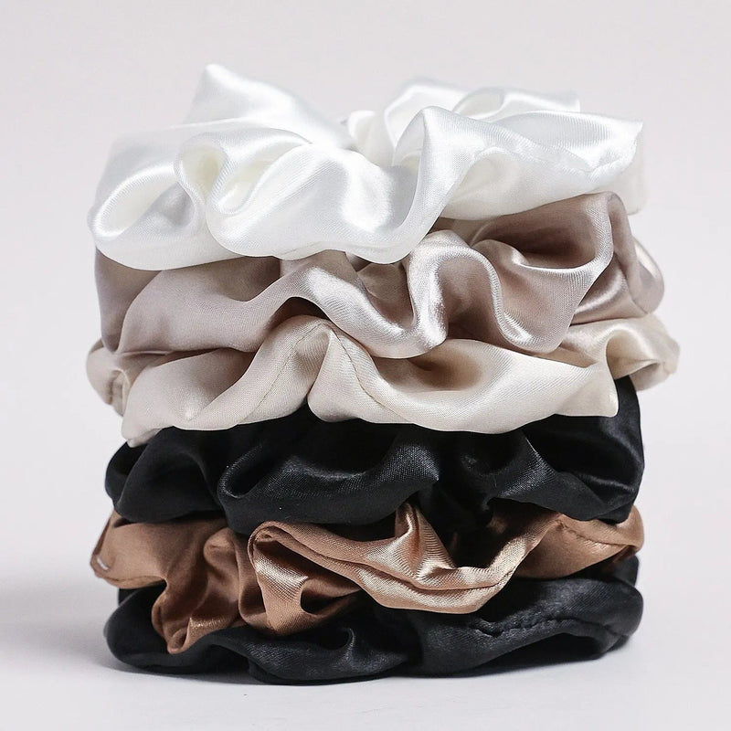 MrMesquita_ShopConjunto de 6 Scrunchies Grandes de Seda em Cores Sólidas para MulheresMrMesquita_Shop