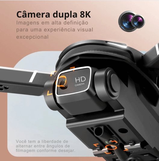 MrMesquita_ShopDrone V88 SkyMaster: imagem 8K, GPS 5G, Dupla Câmera HD, Dobrável e com Controle Remoto de ObstáculosMrMesquita_Shop