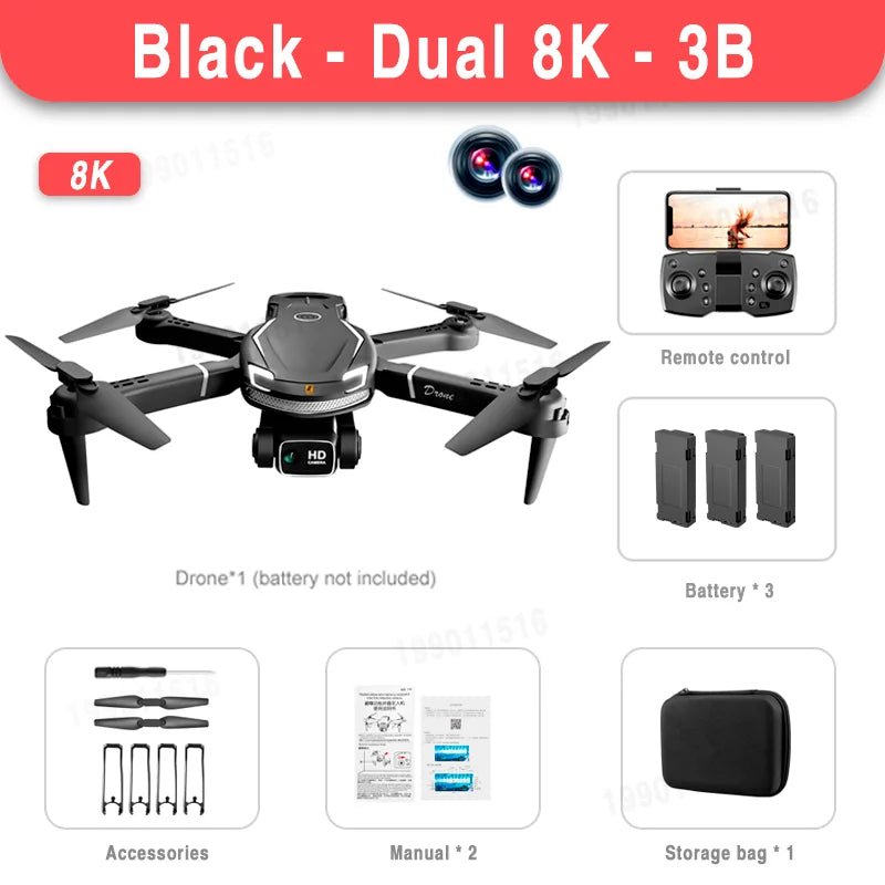 MrMesquita_ShopDrone V88 SkyMaster: imagem 8K, GPS 5G, Dupla Câmera HD, Dobrável e com Controle Remoto de ObstáculosMrMesquita_Shop