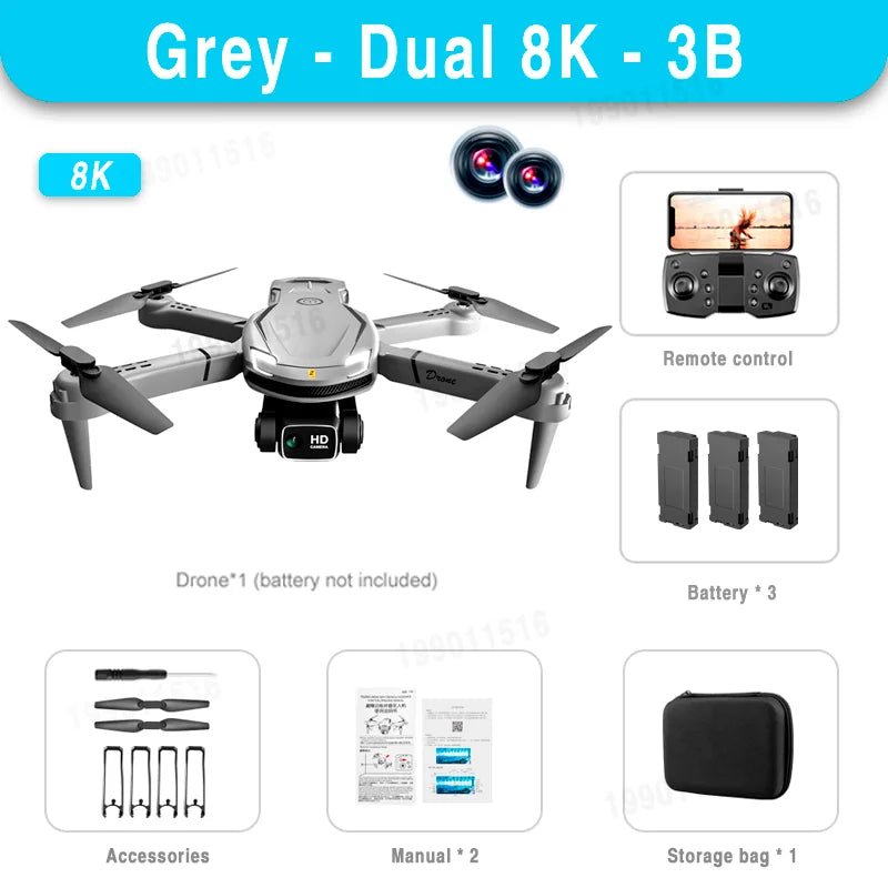 MrMesquita_ShopDrone V88 SkyMaster: imagem 8K, GPS 5G, Dupla Câmera HD, Dobrável e com Controle Remoto de ObstáculosMrMesquita_Shop