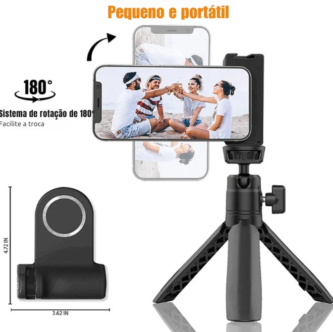 MrMesquita_ShopPunho Magnético Para Smartphone Com Alça Selfie, Suporte De Sapata, Parafuso 1/4", Design Ergonômico, Padrão De Lichia Para GravaçãoMrMesquita_Shop