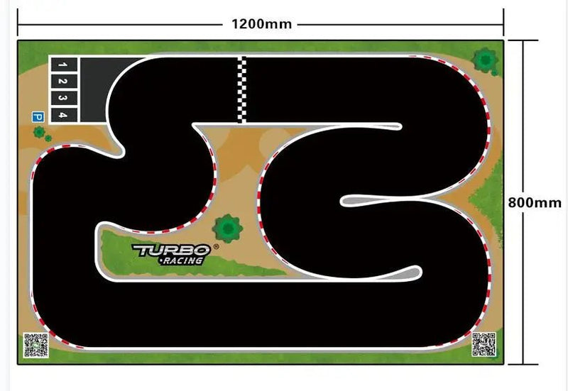 MrMesquita_ShopTapete de Corrida Turbo Racing 1:76 RC – A Pista Portátil Ideal para Corridas de Mesa - 120 x 80 cm:MrMesquita_Shop