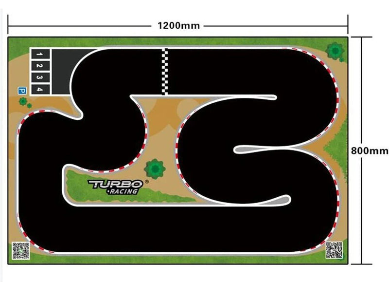 MrMesquita_ShopTapete de Corrida Turbo Racing 1:76 RC – A Pista Portátil Ideal para Corridas de Mesa - 120 x 80 cm:MrMesquita_Shop